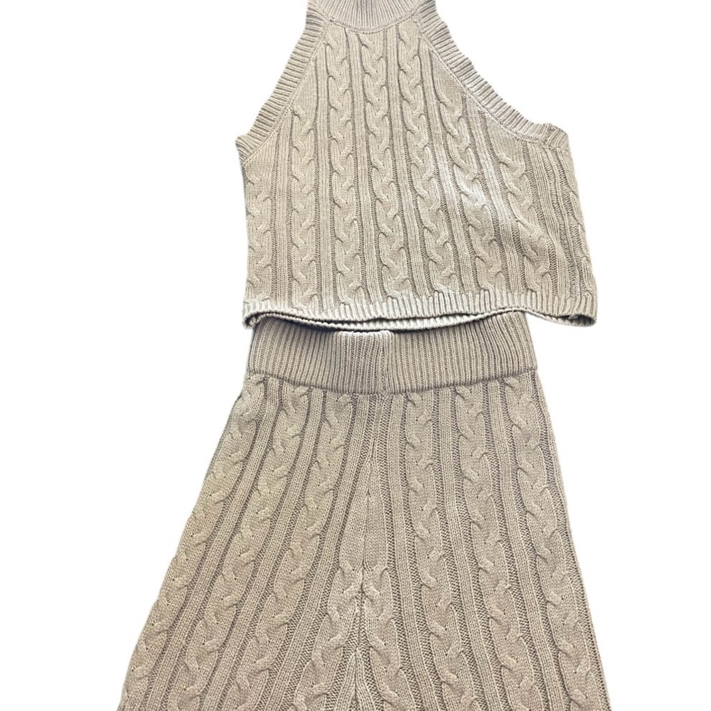 Cable Knit Halter Top and Skirt Set